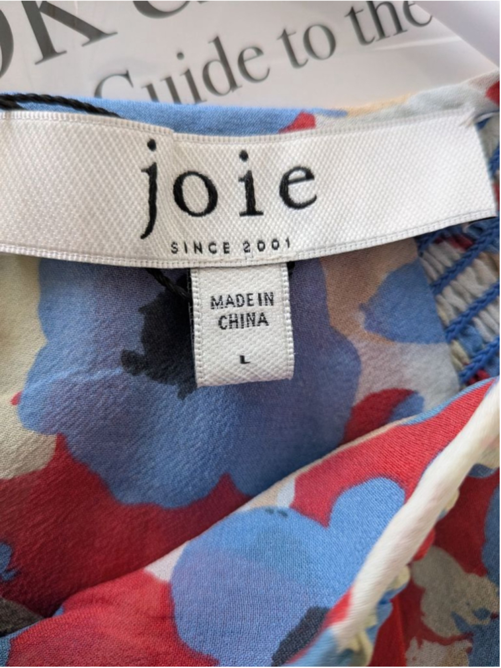 Joie 100% Silk Floral Peasant Blouse Size L Boho Balloon Sleeve Top - Picture 9 of 9